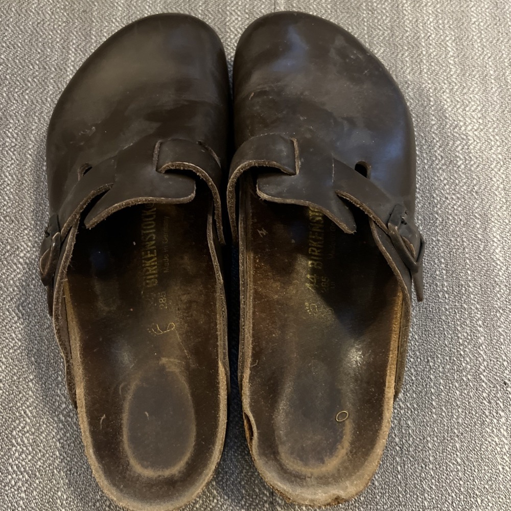 Birkenstock Boston Clogs Mens 44 Brown Suede Leather Regular Made Germany